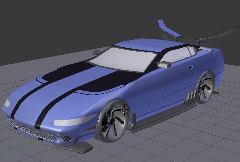 蓝色尾翼概念跑车blender模型展示
