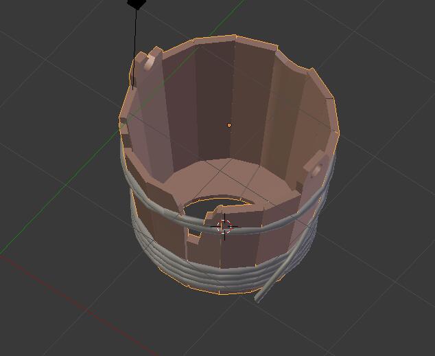 破损的木水桶blender模型
