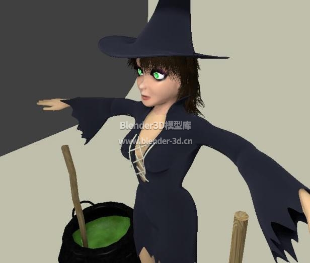 卡通女巫师blender模型展示