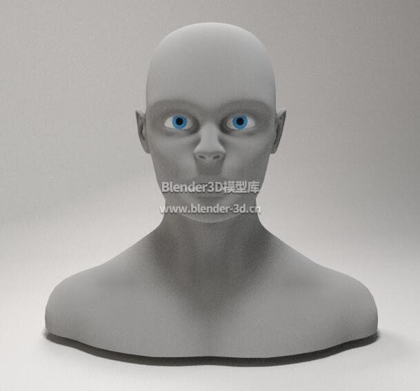 男性头部白模blender3d模型素材免费下载-blender3d