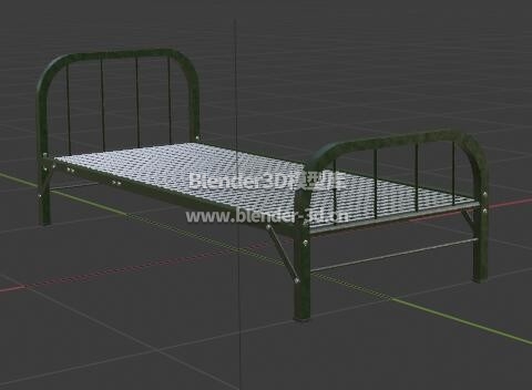 绿漆单人钢架床