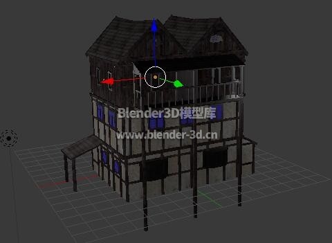 联排中世纪3层窗子房屋