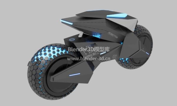 蓝色科幻摩托车机器人