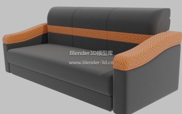 黑橙色三座沙发