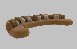 棕色环形大沙发